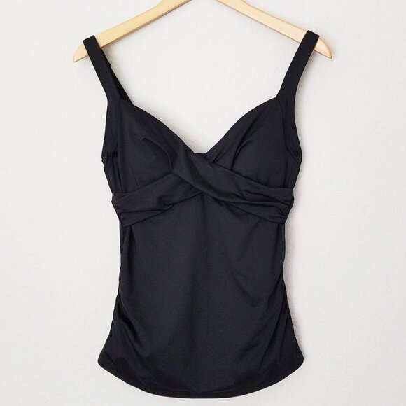 Lands' End  Chlorine Resistant Tummy Control Wrap Underwire Tankini Swimsuit Top - Picture 6 of 16